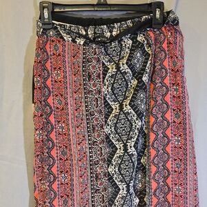 Derek Heart Patterned Maxi Skirt - Red and Black